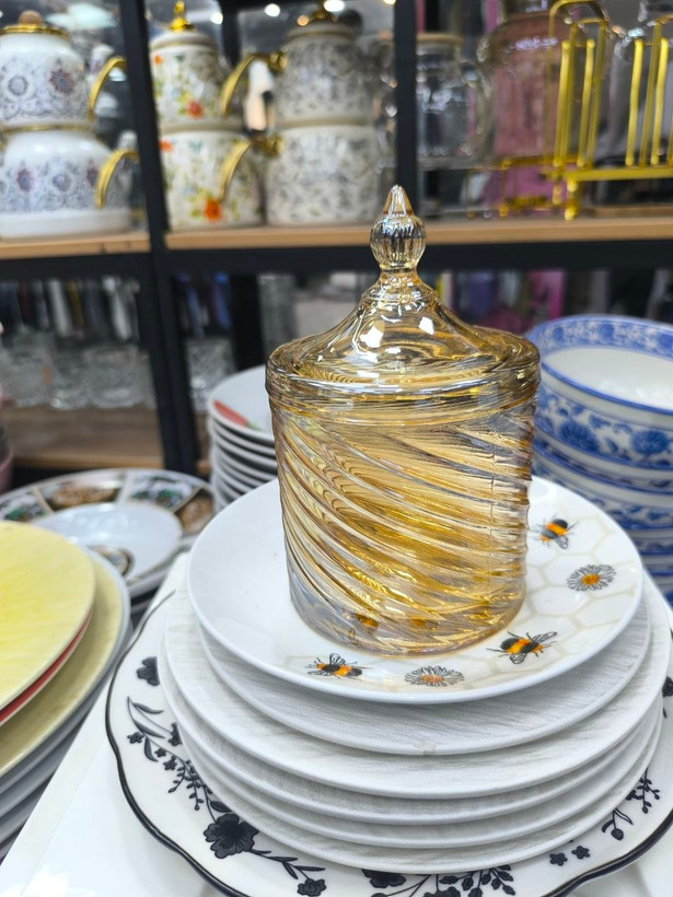 بانکه شیشهای دربدار شیاردار(شکلات خوری)