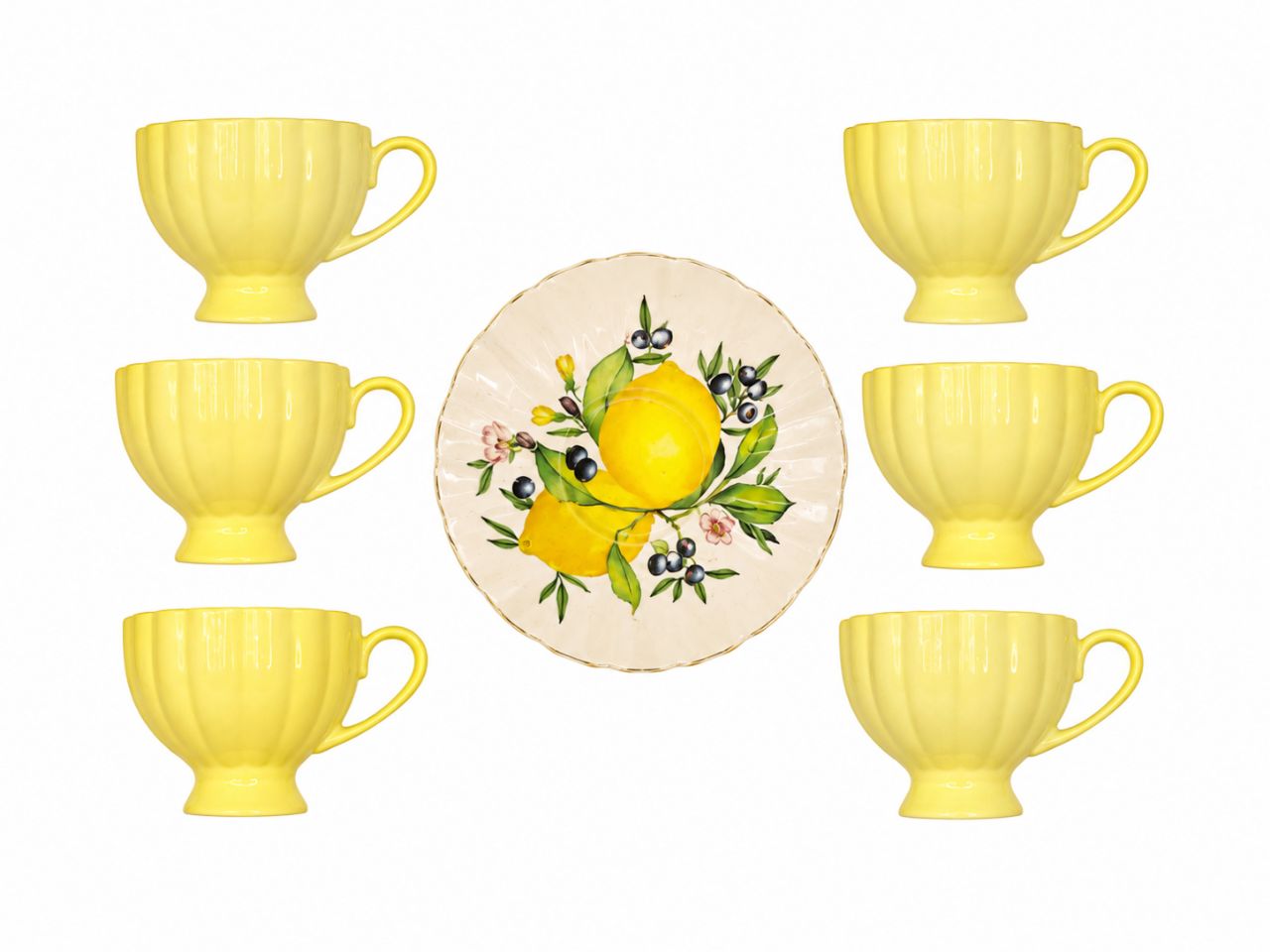 ست ۶ عددی فنجان و نعلبکی طرح لیمو