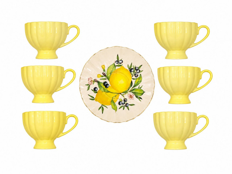 ست ۶ عددی فنجان و نعلبکی طرح لیمو
