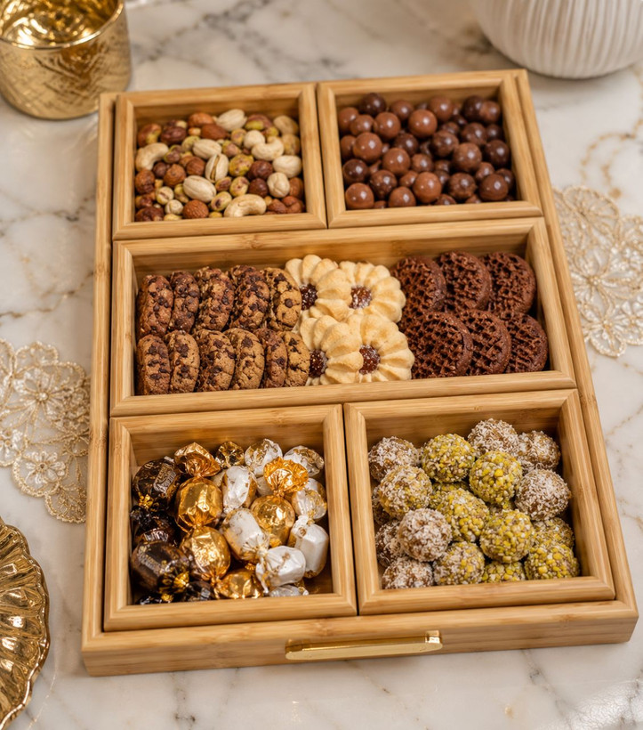 سینی پذیرایی چوبی پنج خانه